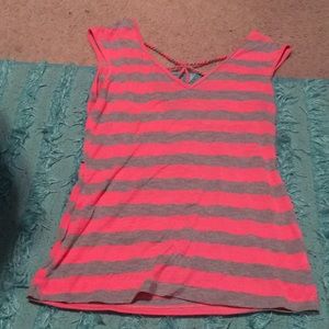 Pink and grey tank top.